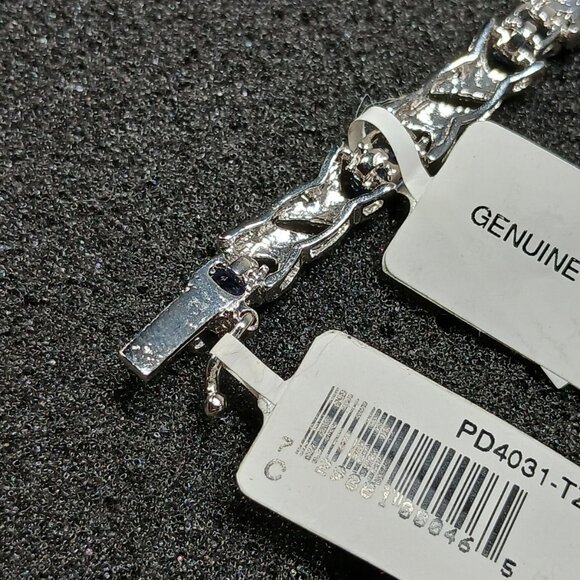 .925 Sterling Silver Blue Sapphire X-Link Tennis Bracelet 7.25" 15g NWT FMC - Picture 14 of 15